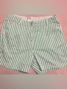 Stella Parker Women's Striped Shorts Size 8 Teal/Aqua with Side Pockets EUC